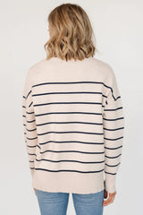 Colmar Striped Sweater | Cream + Navy