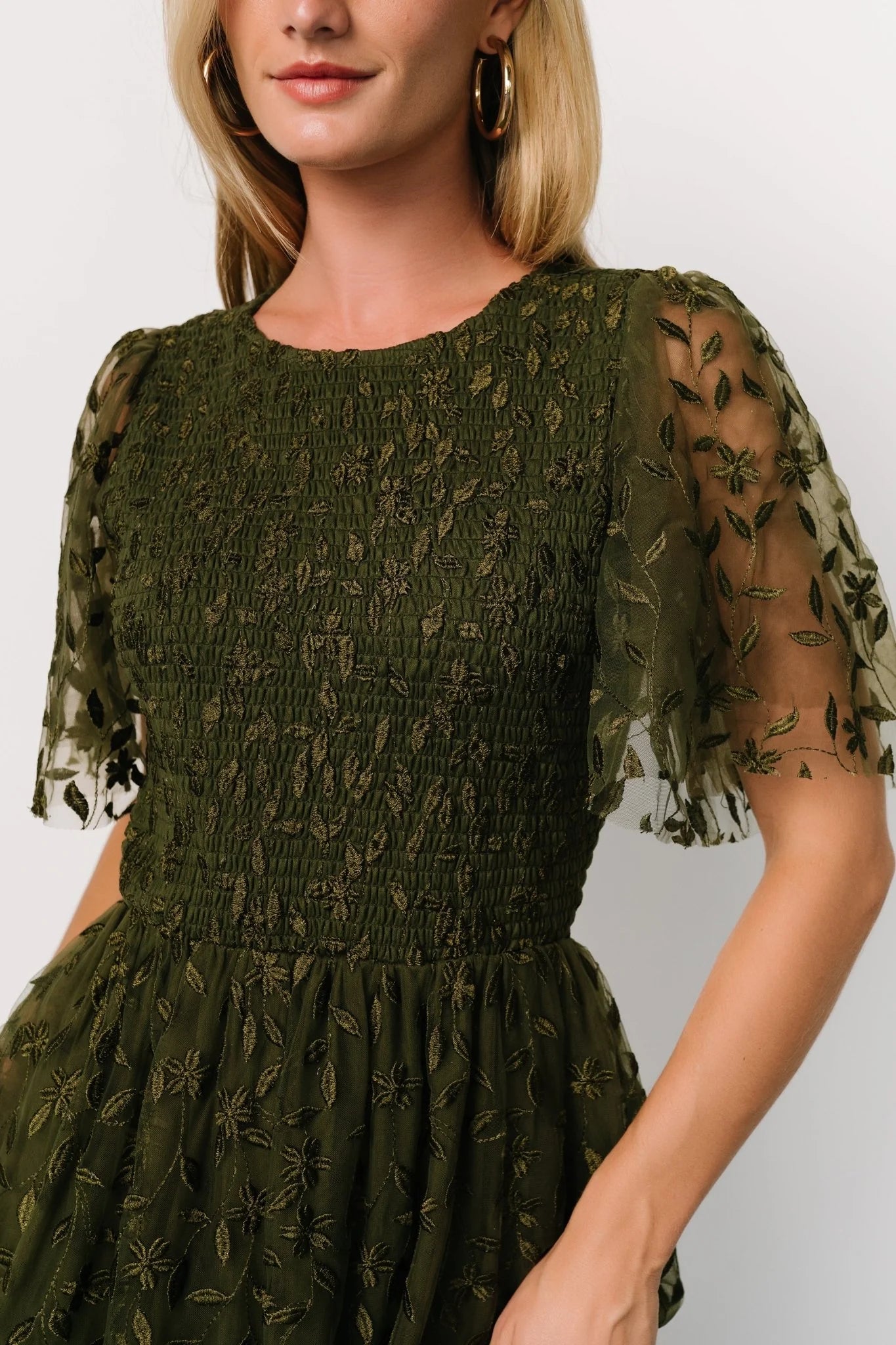 Kendra Embroidered Dress | Olive