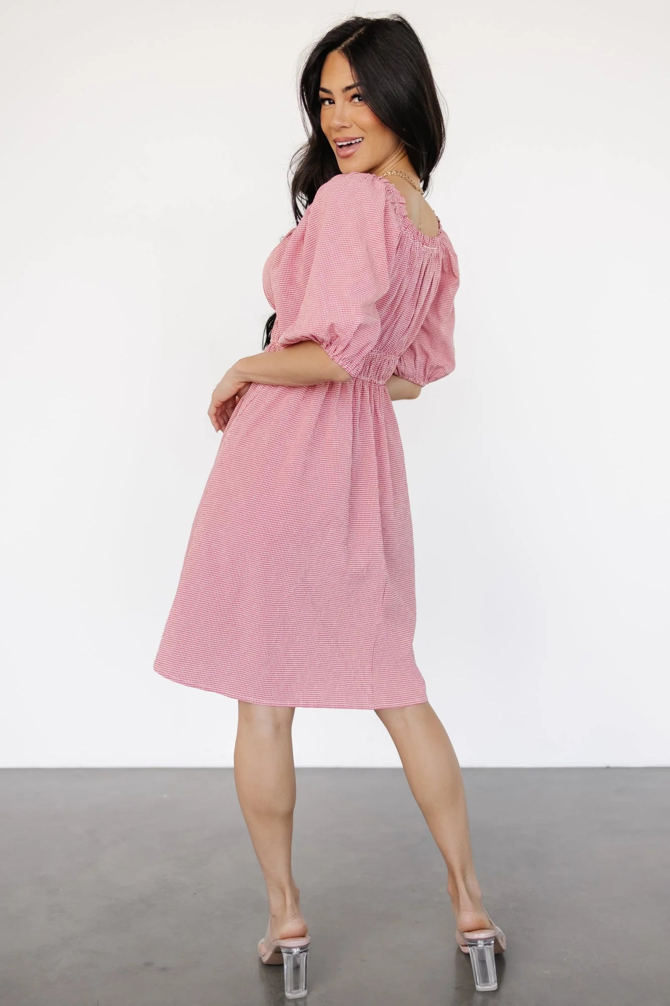 Shawna Short Dress | Red Gingham Print