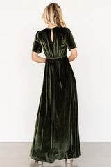Vivian Velvet Maxi Dress | Olive