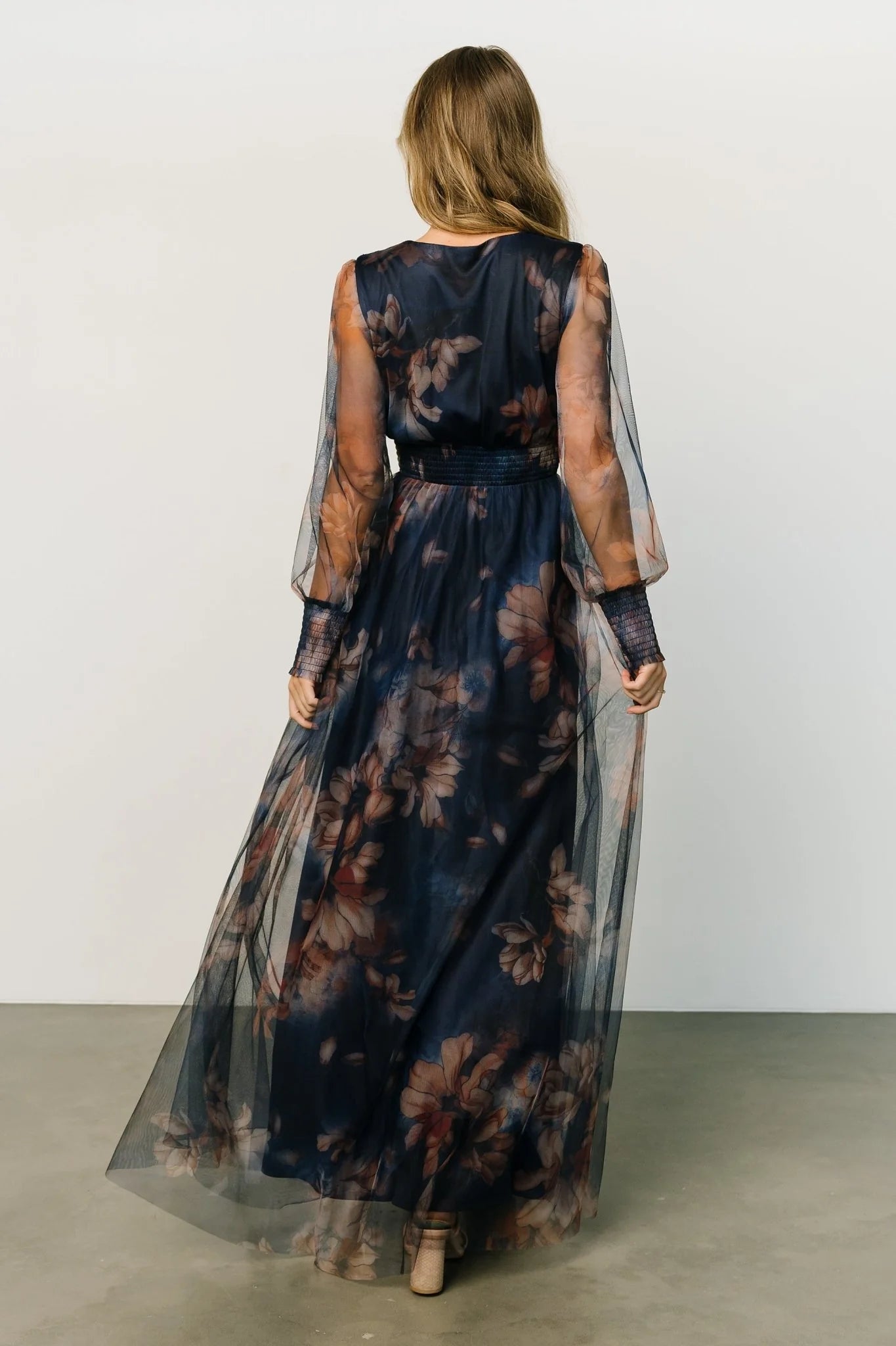 Layla Tulle Maxi Dress | Dark Blue Floral