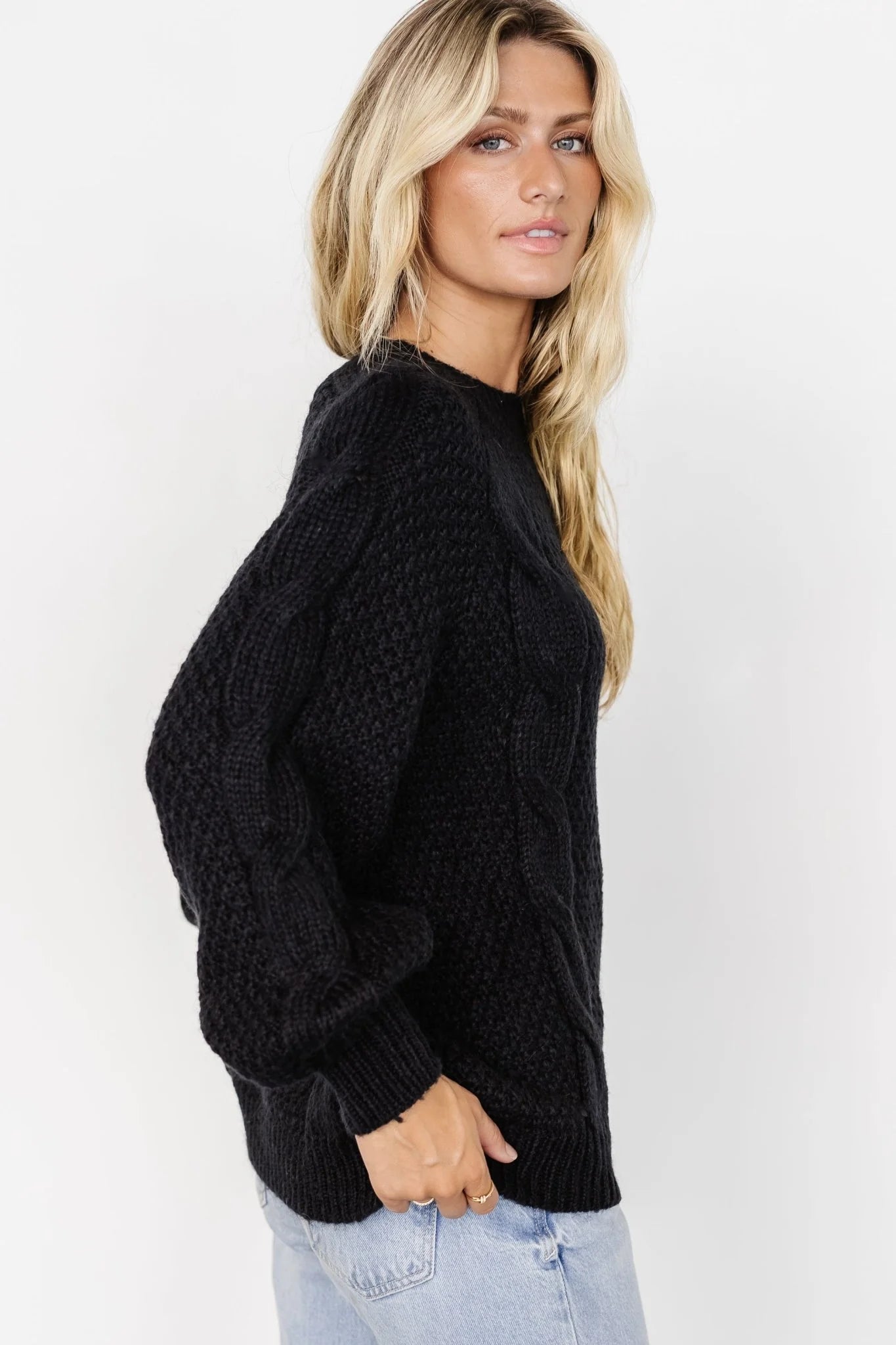 Lukas Cable Knit Sweater | Black