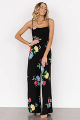 Brooklyn Wide Leg Jumpsuit | Black Floral