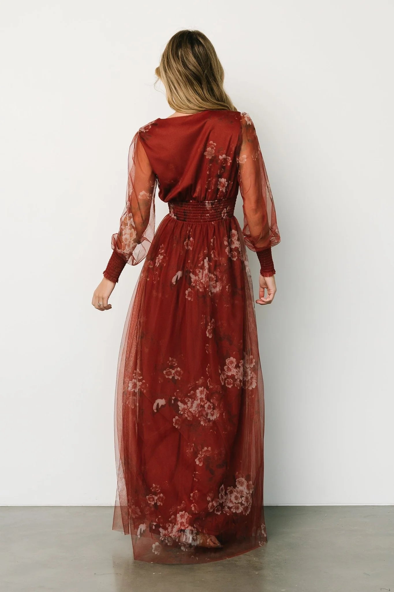Layla Tulle Maxi Dress | Rust Floral
