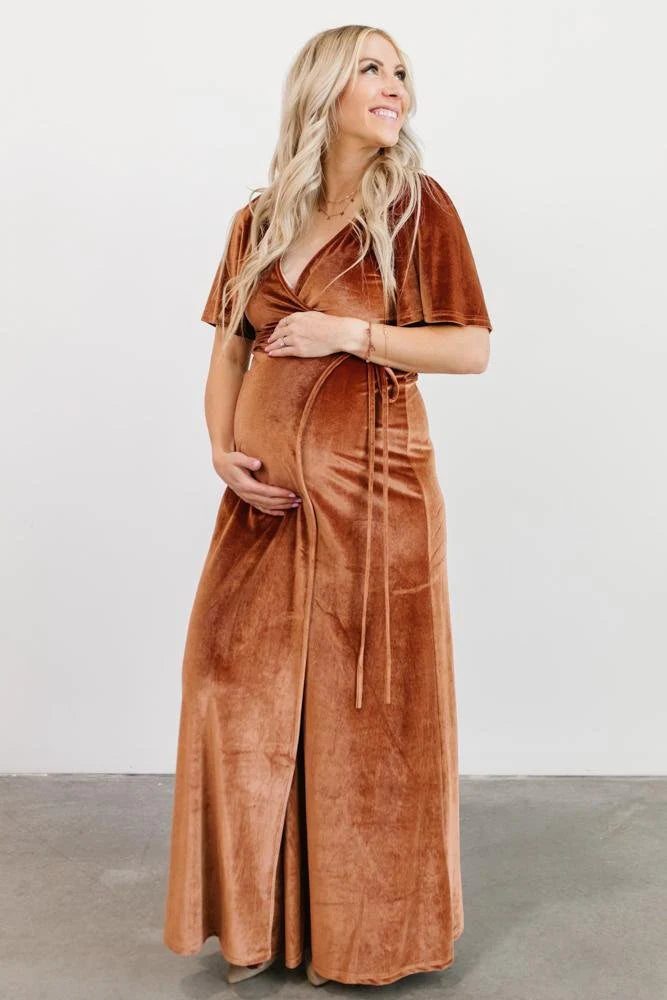 Meghan Velvet Wrap Maxi Dress | Spice