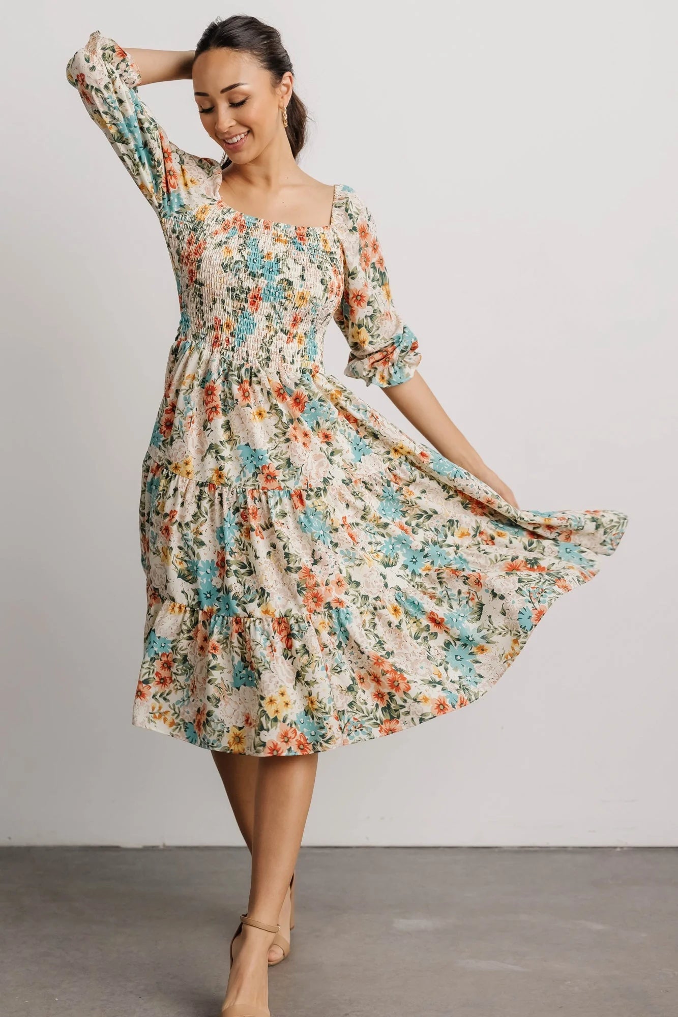 Marta Smocked Midi Dress | Summer Floral