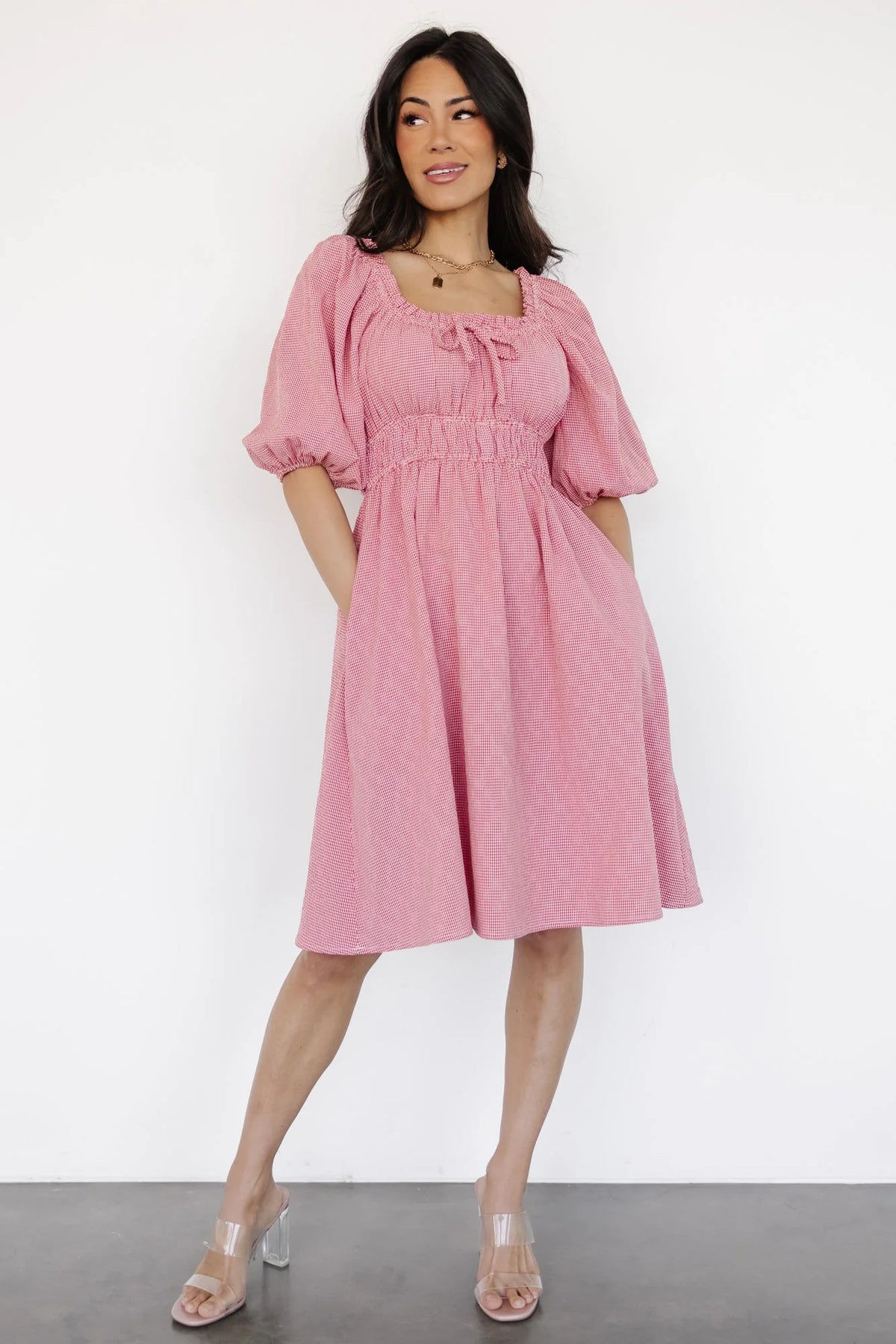 Shawna Short Dress | Red Gingham Print