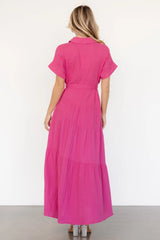 Aizey Button Up Maxi Dress | Pink