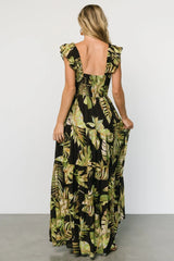 Encinitas Maxi Dress | Tropical Green + Black
