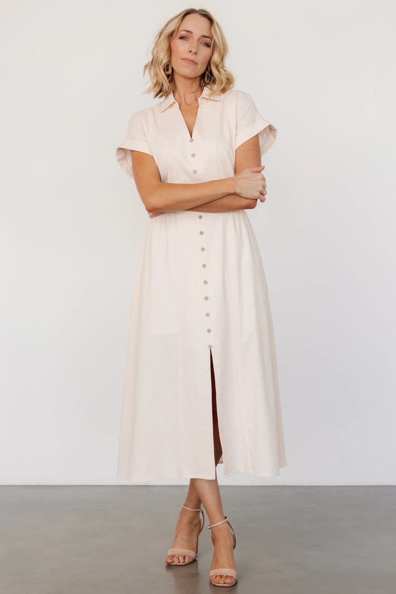 Larah Button Dress | Natural