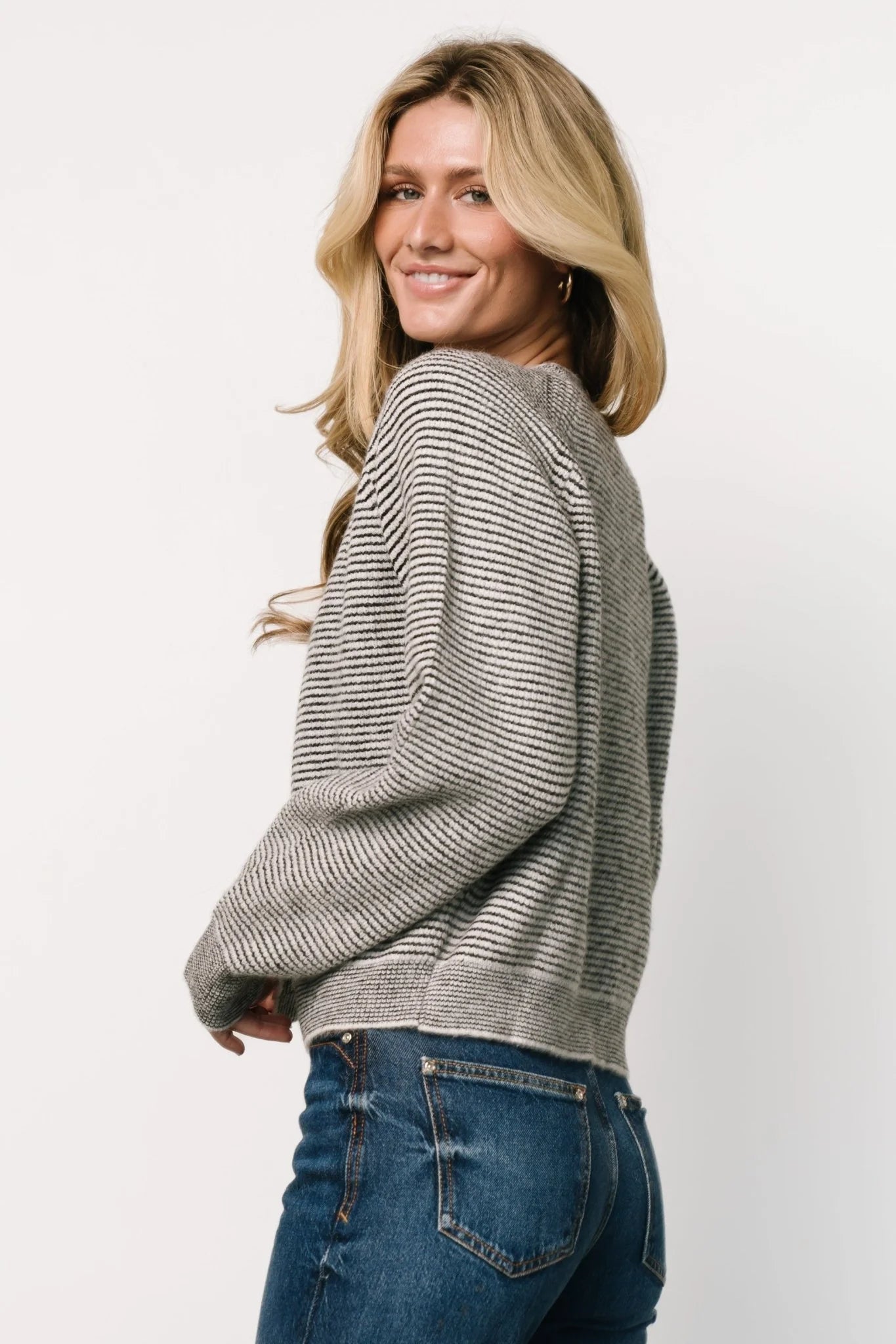 Zadie Striped Sweater | Ivory + Black