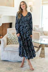 Rayna Smocked Dress | Midnight + Blue Floral