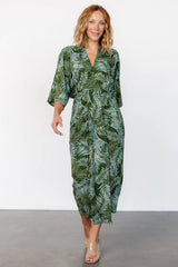 Tula Kimono Dress | Green + Blue Print