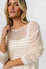 Valissa Open Knit Top | White + Sand