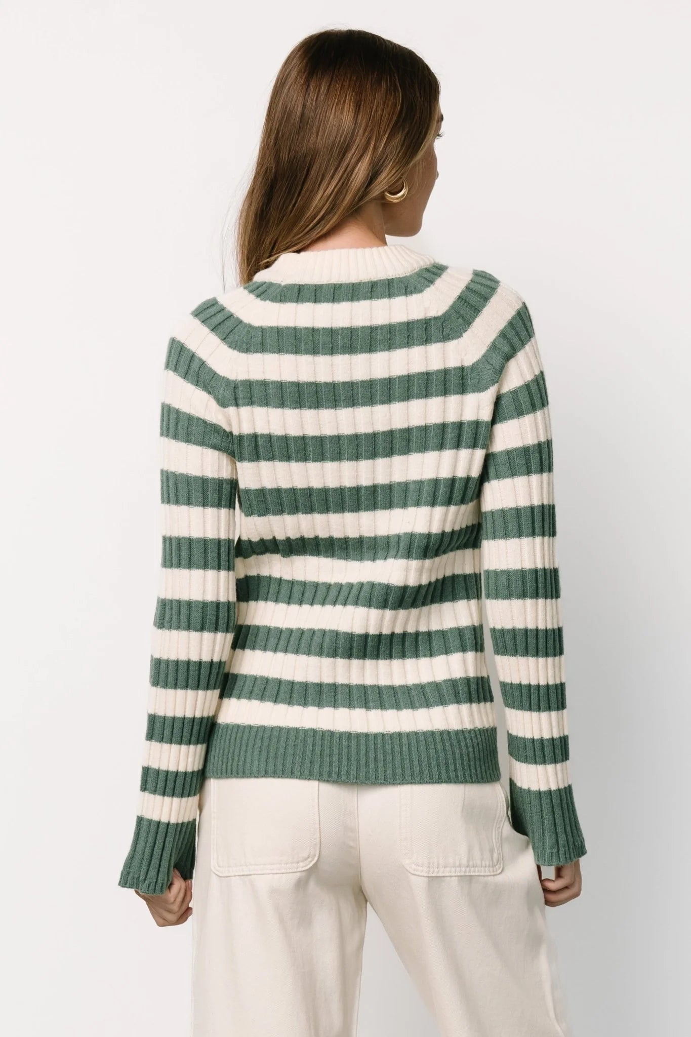 Carrie Striped Sweater | Teal + Ivory