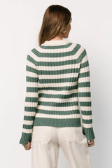 Carrie Striped Sweater | Teal + Ivory