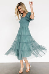 Liv Tulle Midi Dress | Eucalyptus