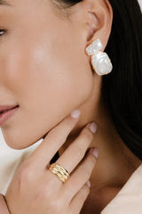 Edge of Water Double Pearl Earrings