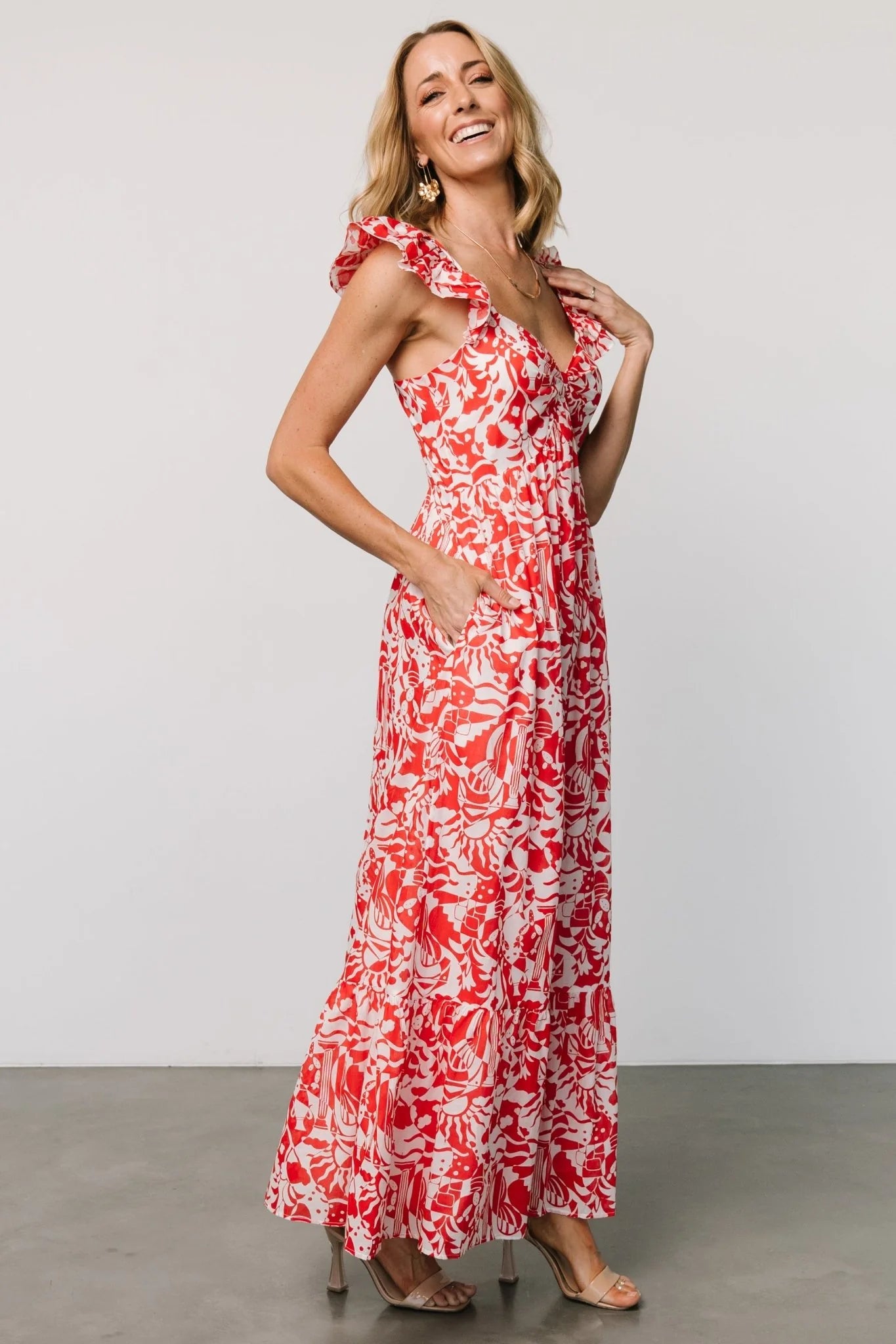Renee Maxi Dress | White + Red