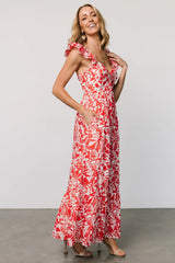 Renee Maxi Dress | White + Red