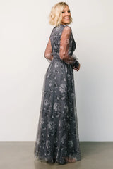 Layla Tulle Maxi Dress | Slate Floral