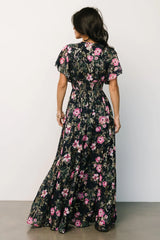 Lynlee Metallic Maxi Dress | Dark Blue + Pink