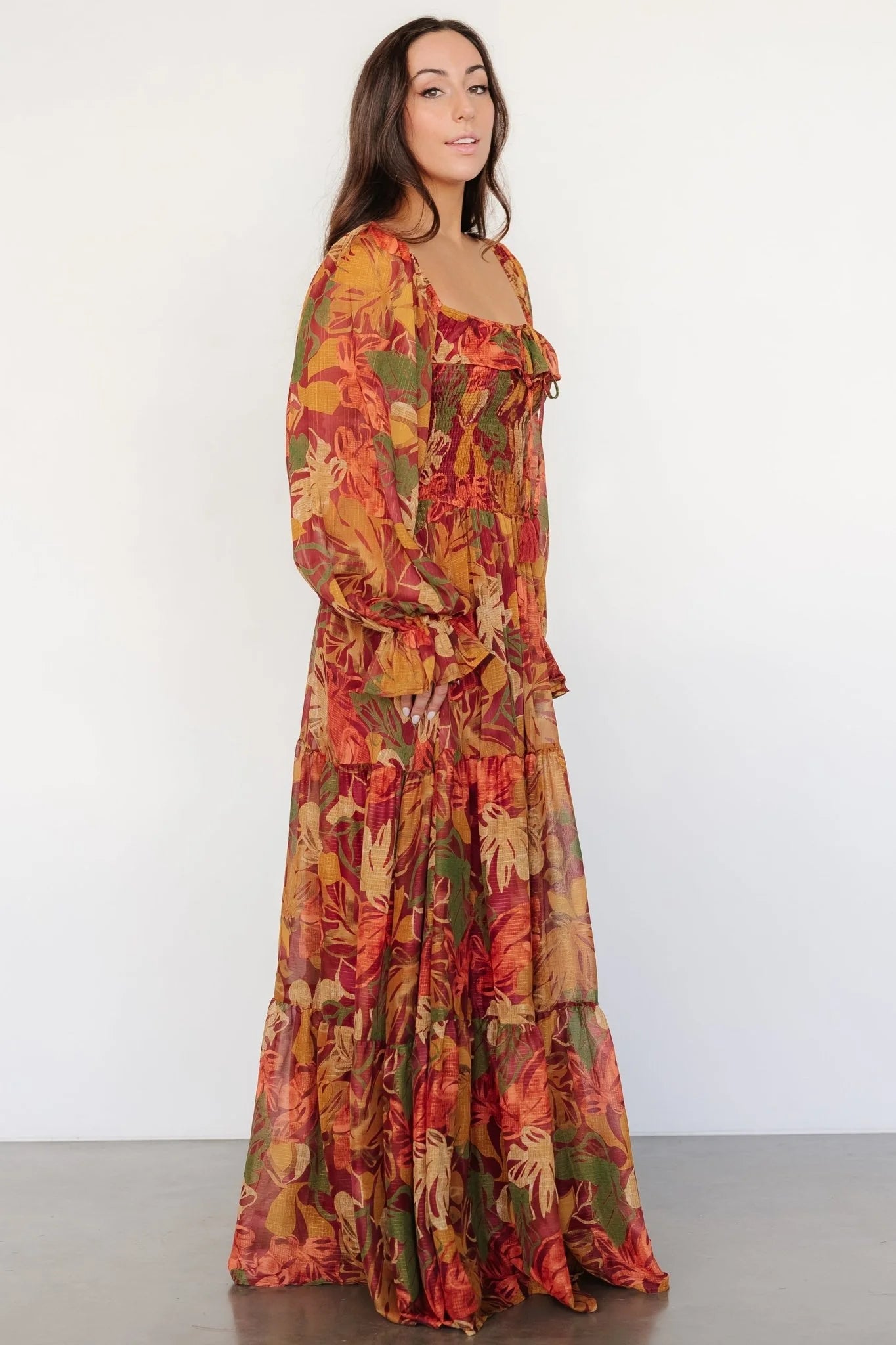 Isadora Tiered Dress | Rust Multi Floral