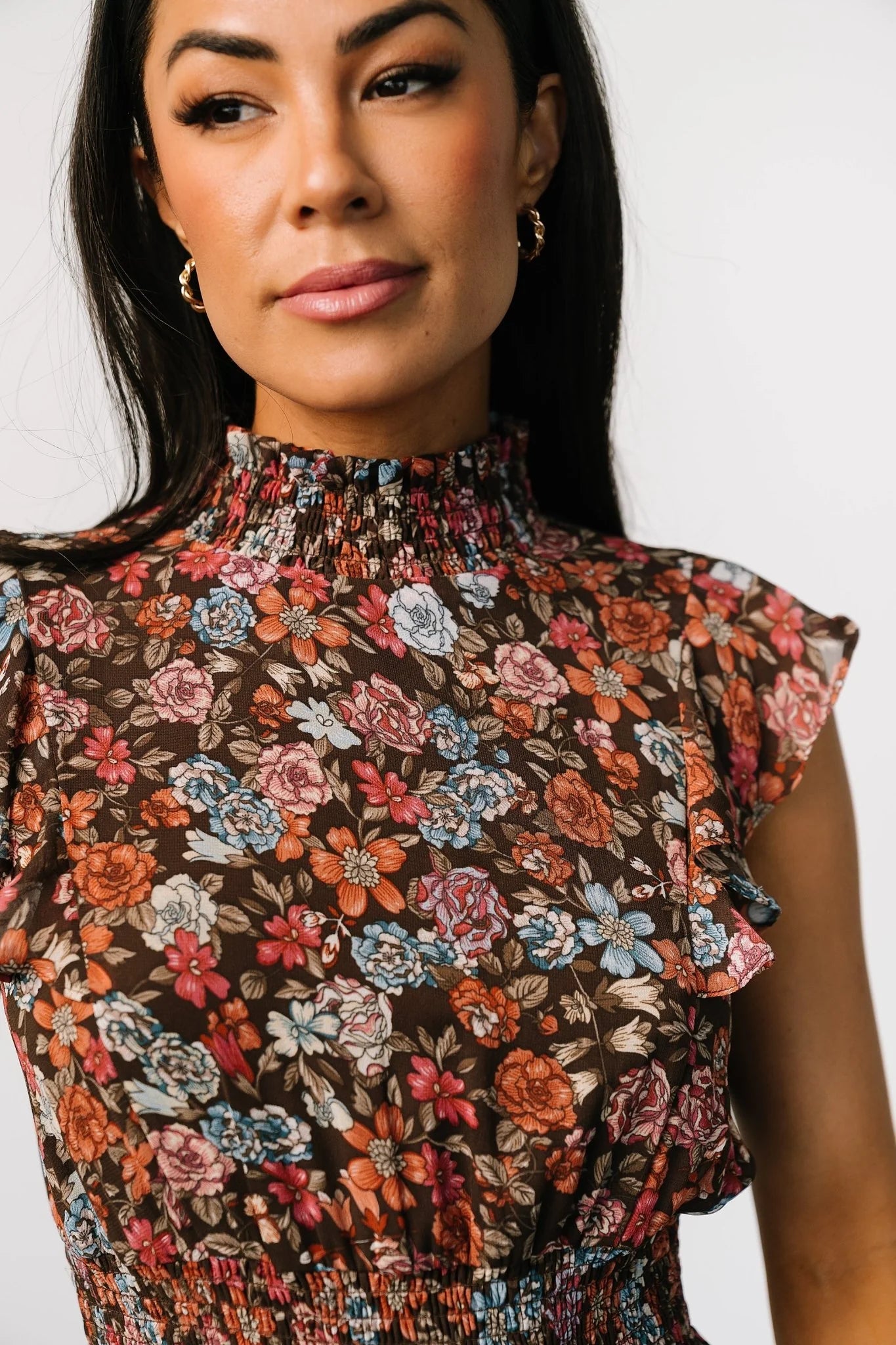 Kearny Ruffle Maxi Dress | Brown Multi Floral