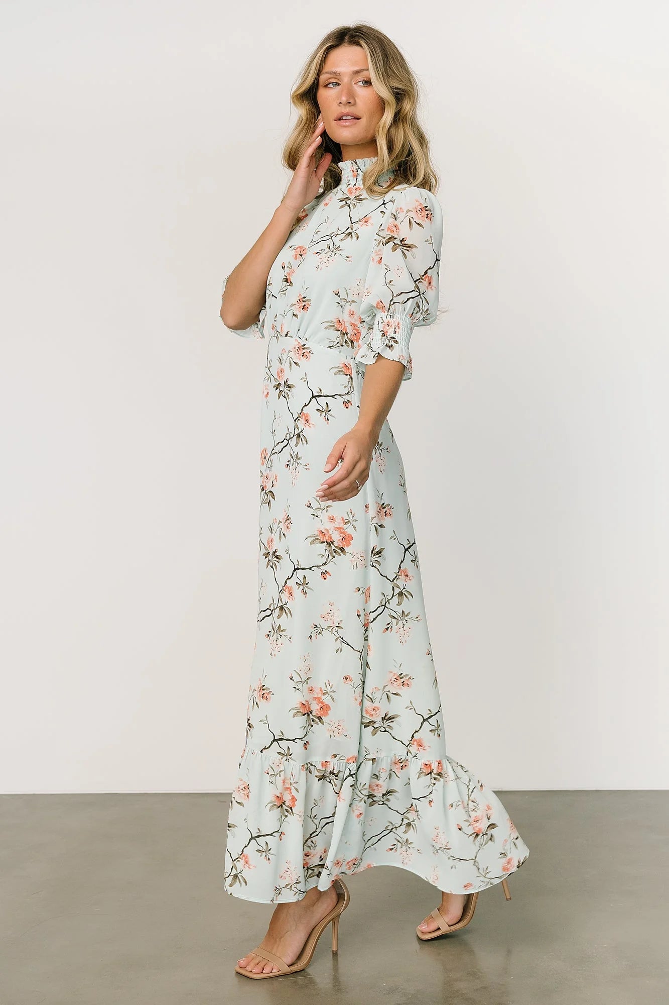 Marie Mock Neck Maxi Dress | Sage Floral