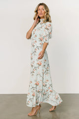 Marie Mock Neck Maxi Dress | Sage Floral