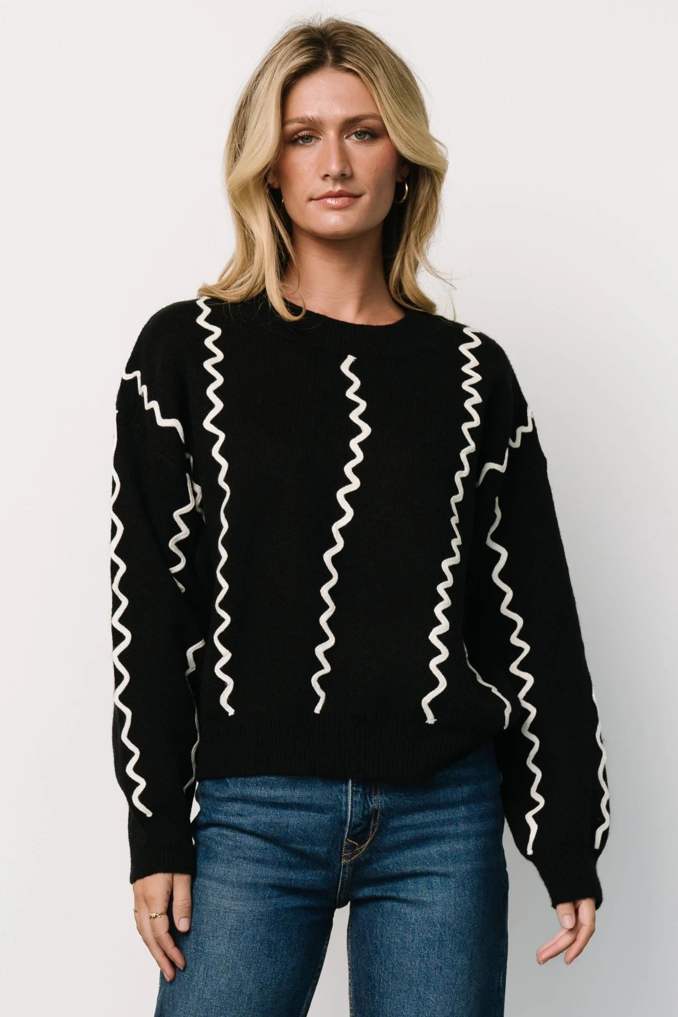 Misha Patterned Sweater | Black
