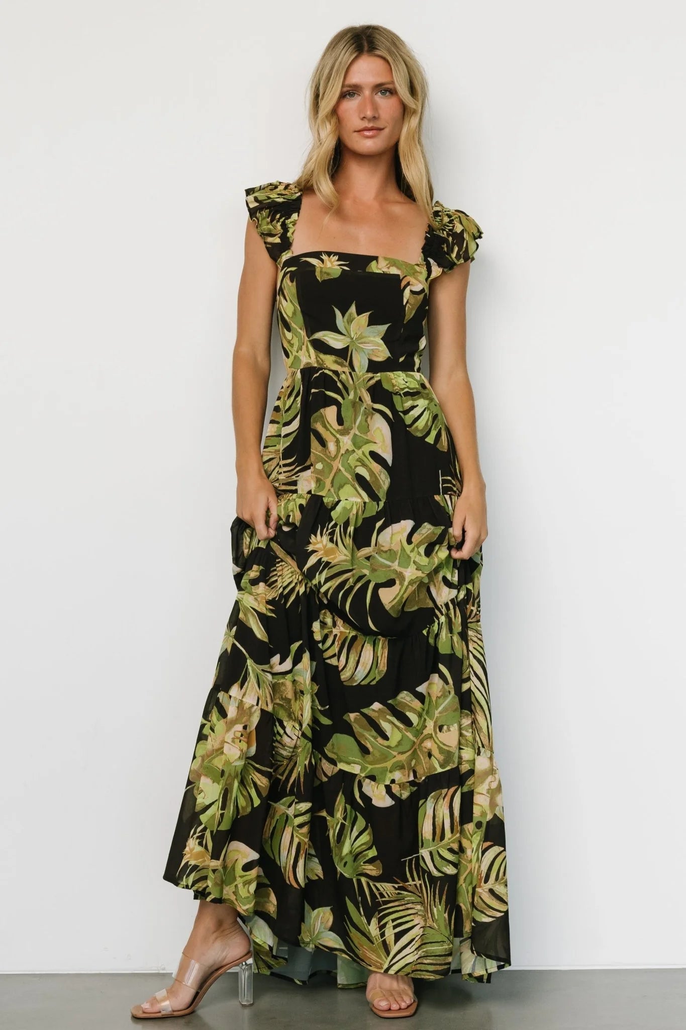 Encinitas Maxi Dress | Tropical Green + Black