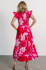 Ranchero Smocked Maxi Dress | Red + Pink