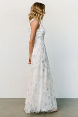 Kamila Tulle Maxi Dress | White Floral