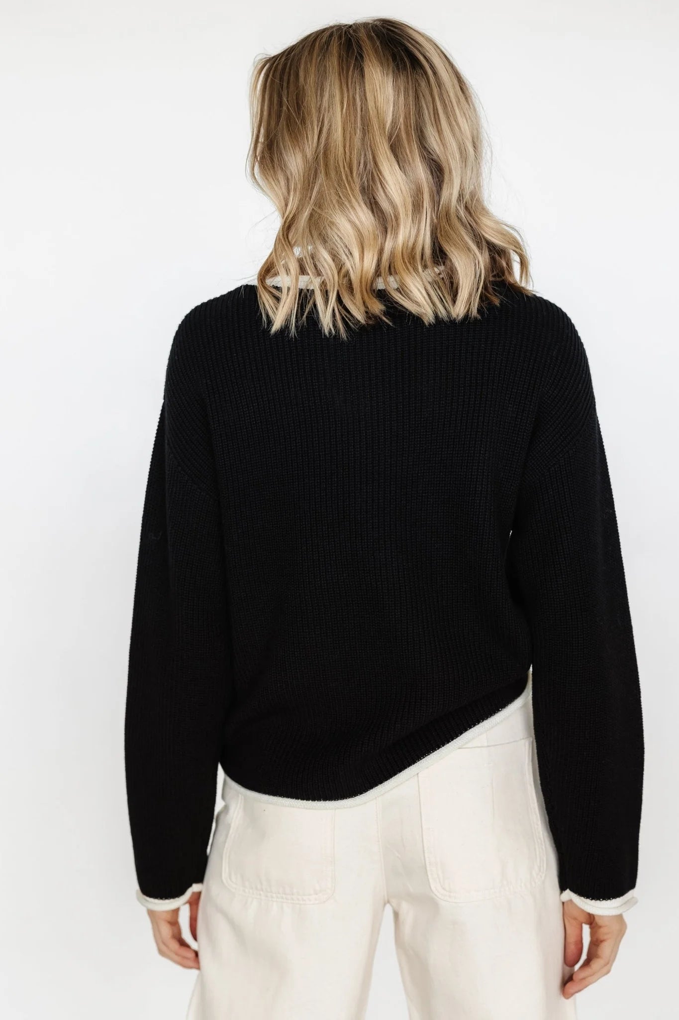 Tiffany Knit Sweater | Black + Off White
