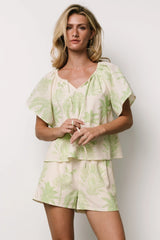 Carlina Set | Cream + Green Print