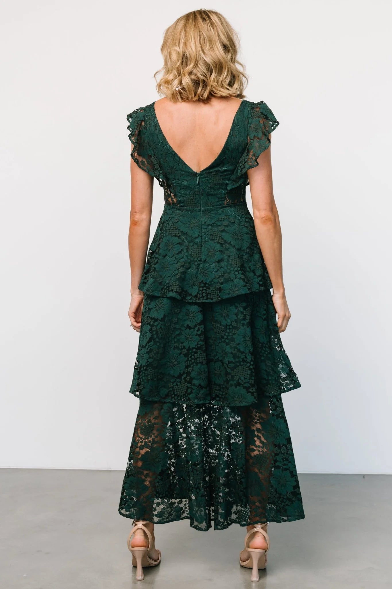 Margot Lace Tiered Maxi Dress | Deep Emerald