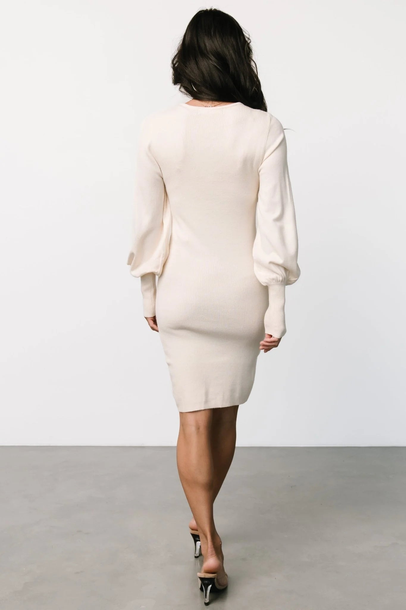 Suki V Neck Sweater Dress | Cream
