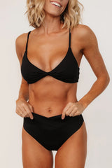 Paros Twist Bikini Top | Black