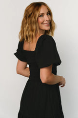 Amaya Smocked Dress | Black
