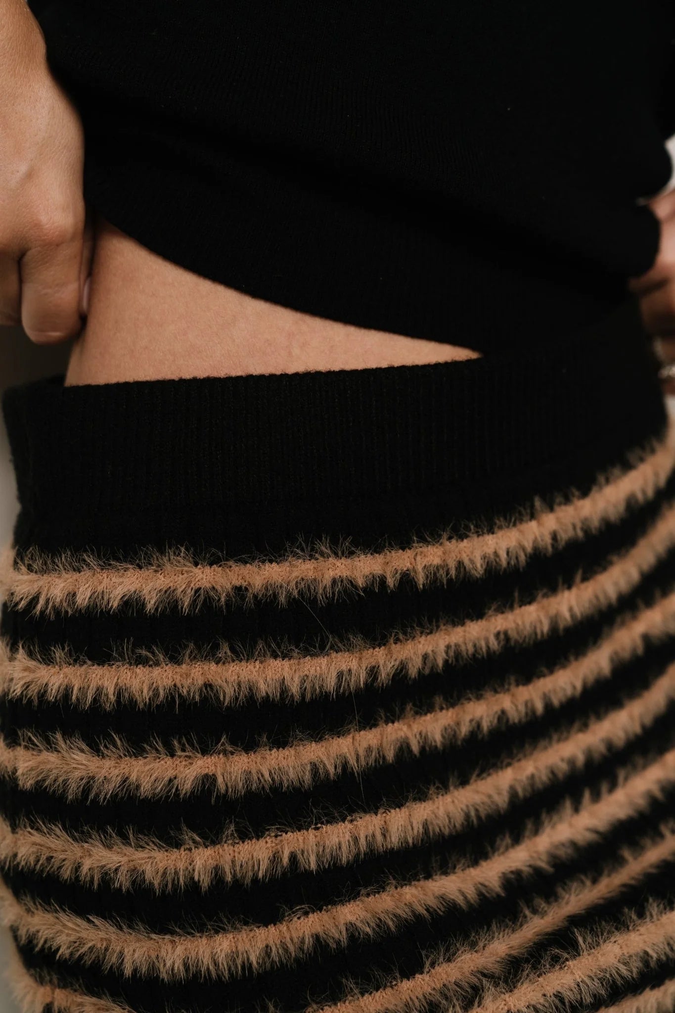 Mitzi Knit Midi Skirt | Black + Camel