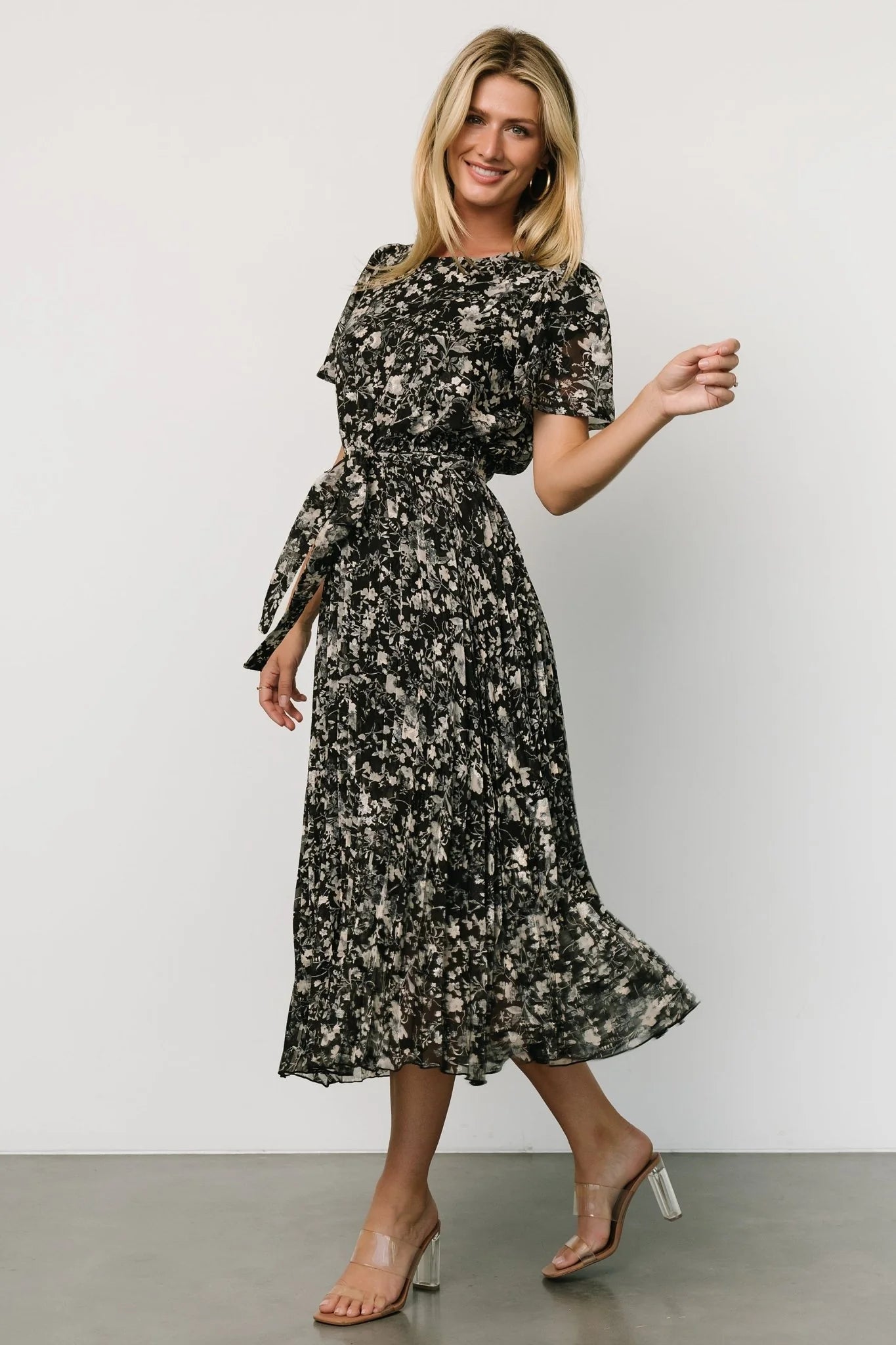 Alexandra Pleated Dress | Black + Slate