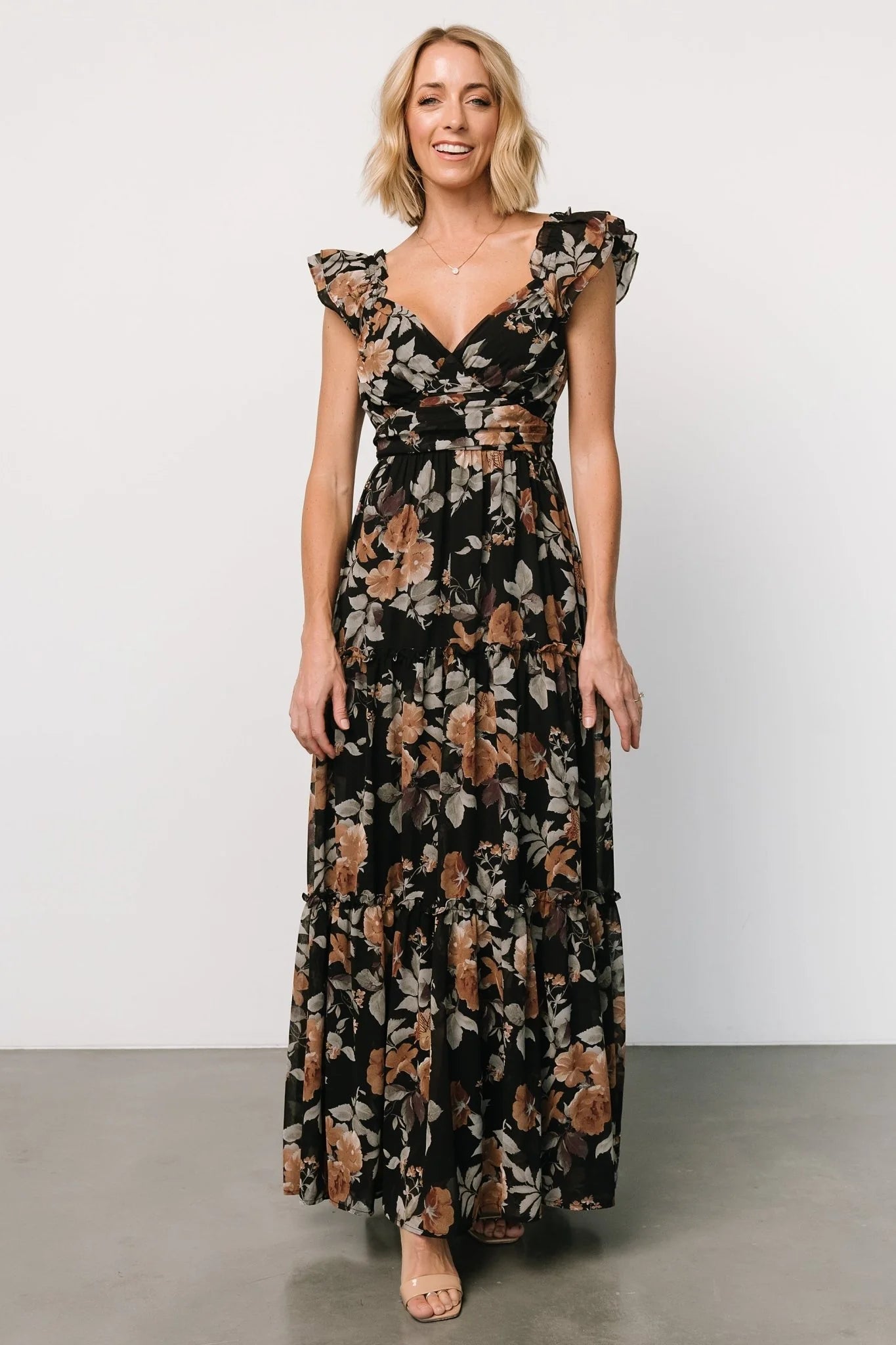 Martina Maxi Dress | Black + Copper Floral