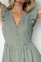 Hettie Button Maxi Dress | Green Stripe