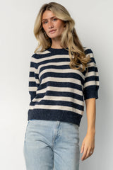 Keira Sweater Top | Navy + Ivory Stripe