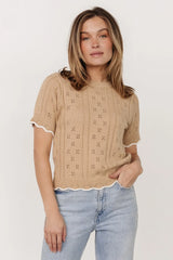 Britt Pointelle Knit Top | Natural + Ivory