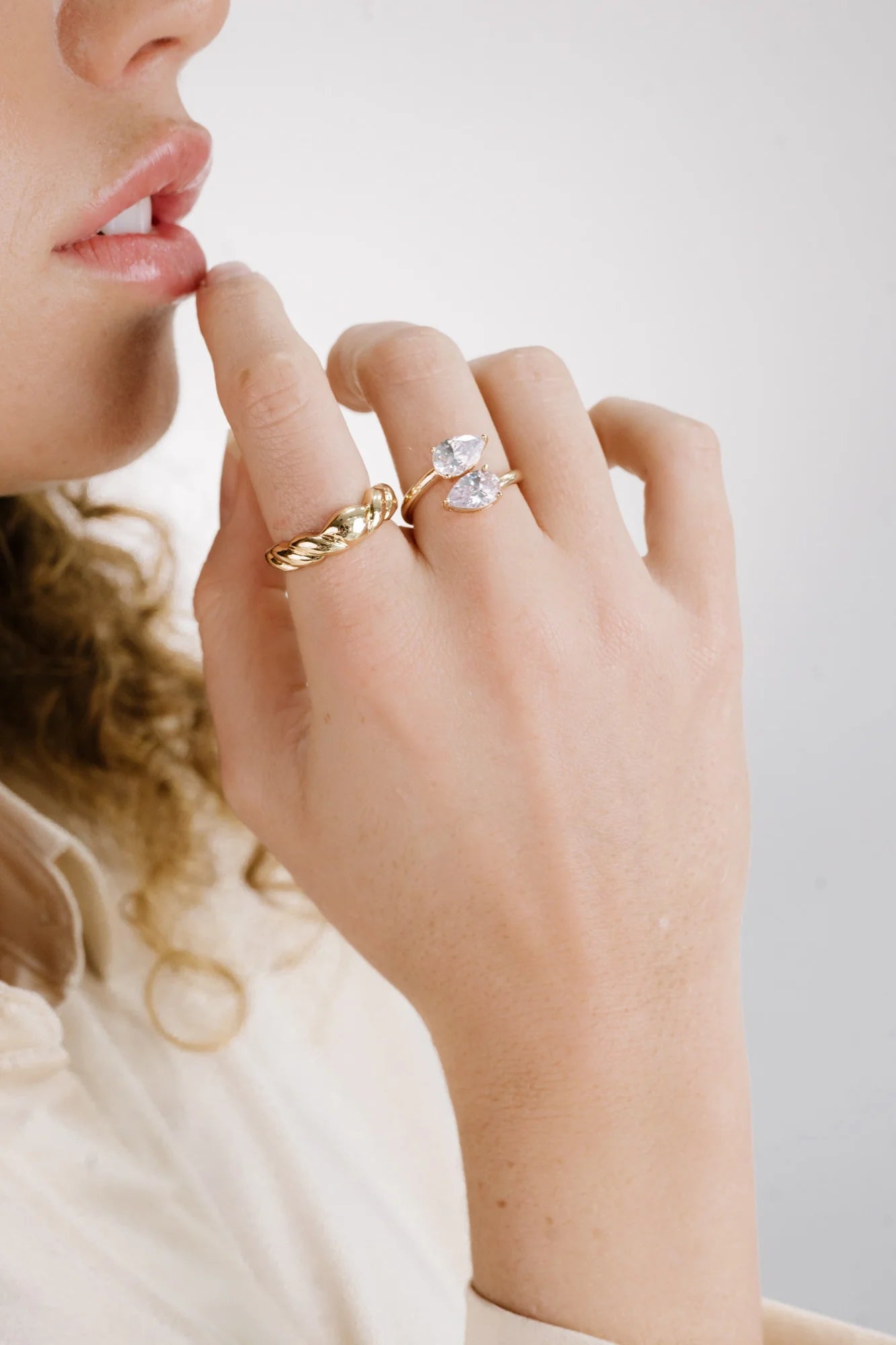 Crystal Teardrop Wrap Ring