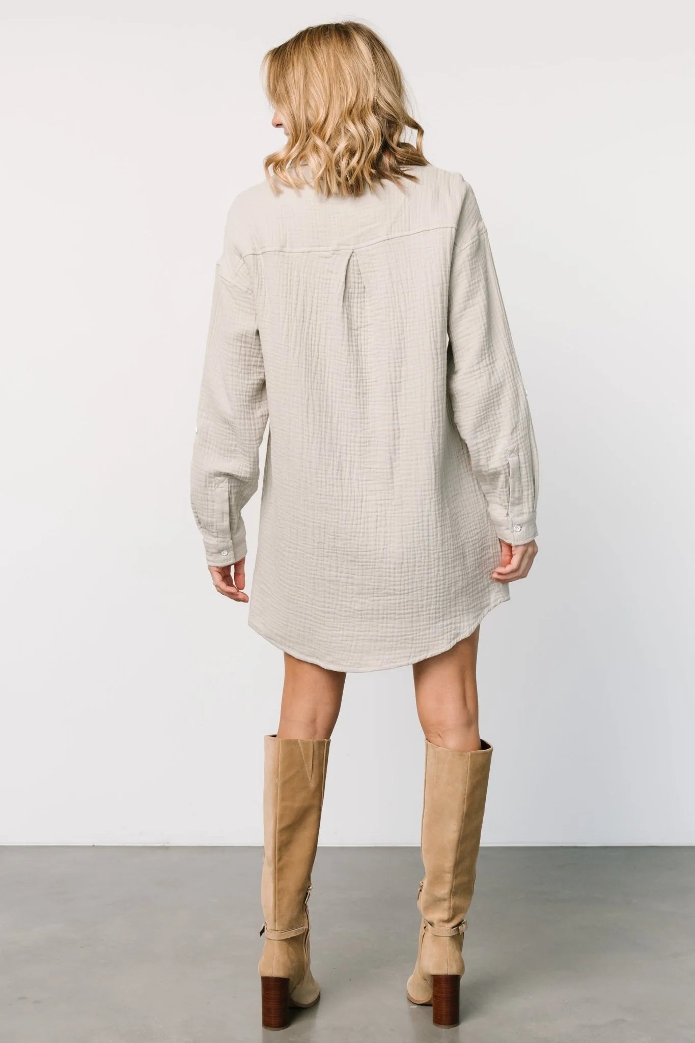 Andres Button Shirt Dress | Light Sage
