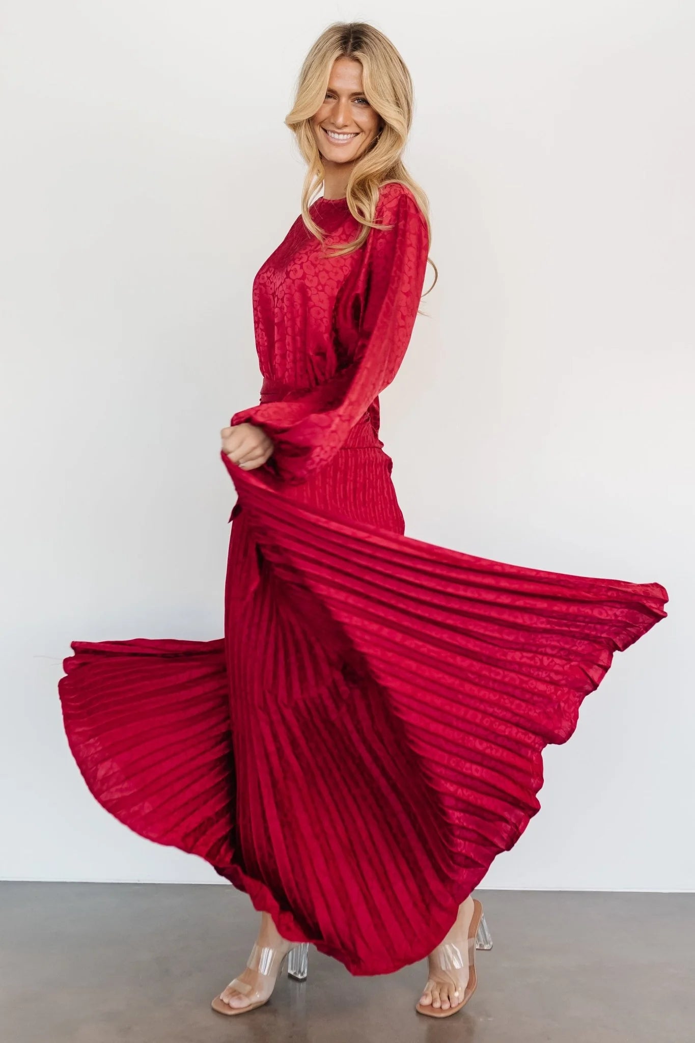 Marva Pleated Maxi Dress | Wine