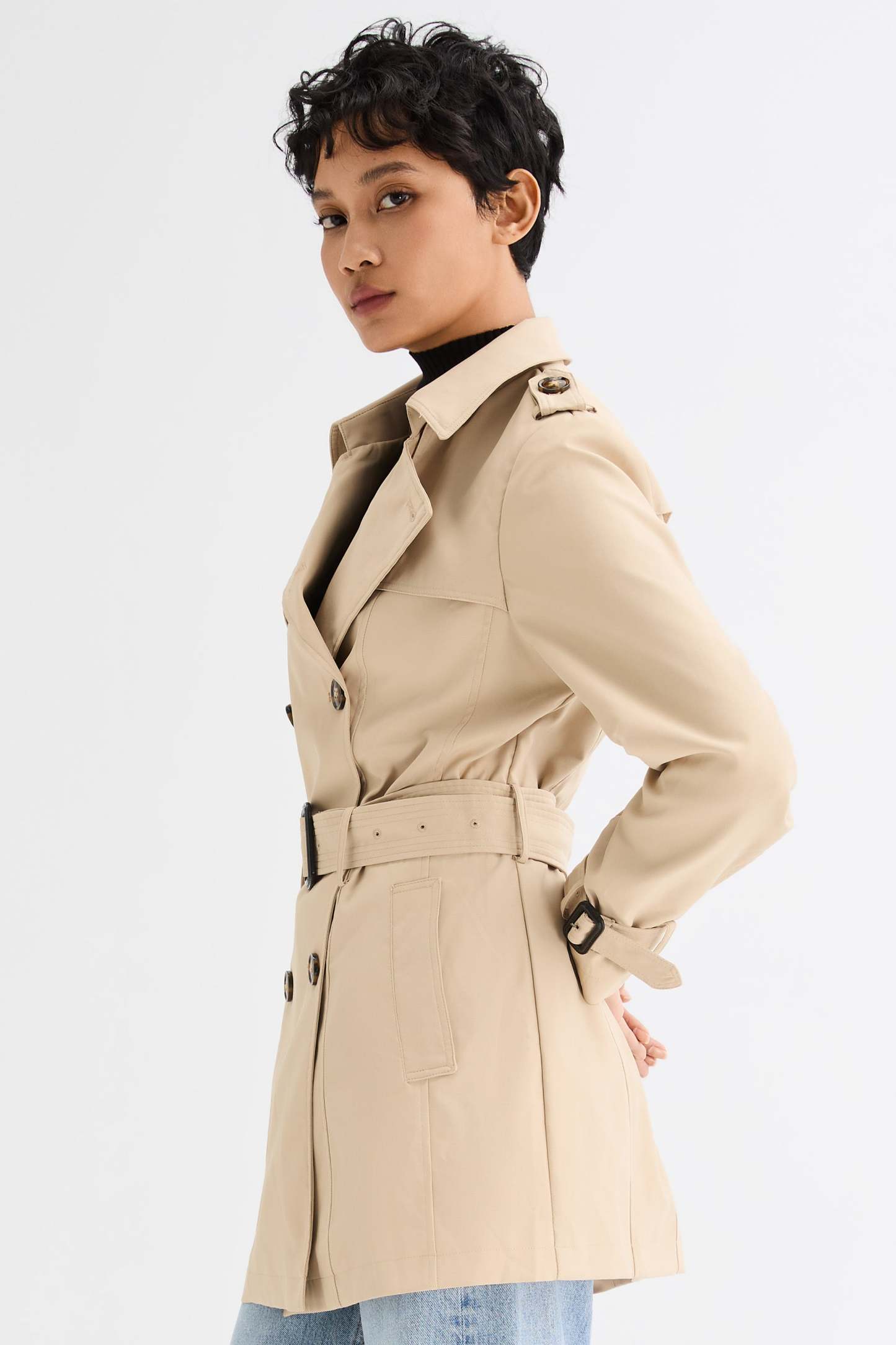 3/4 Double-Breasted Short Hudson Trench